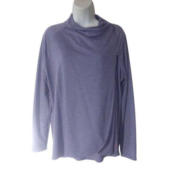 COPPER‎ FIT Women’s L Two Way Wrap Top Sweater Cardigan Zip Convertible Purple - Picture 1 of 7